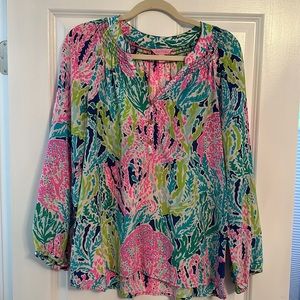Lilly Pulitzer silk Elsa blouse size Large